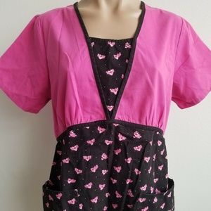 Pink panther Small scrub top Empire Waist Elastic